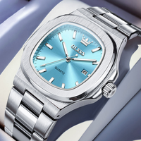 OLEVS3696 Montre Homme Carrée à Mouvement Quartz, Verre Enduit Haute Dureté, Bracelet Texturé, Boucle à Libération Rapide, Étanche 30M, Style Affaires