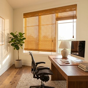 JSL Blackout <strong>Indoor</strong> <strong>Bamboo</strong> Roller Window Shades - Product Image 6