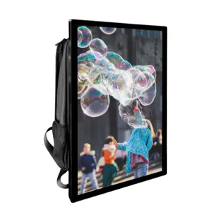 21,5-Zoll-LCD-Bildschirm Rucksack Billboard Android LCD-Beschilderung Human Walking Billboard für Innen-und Außenwerbung