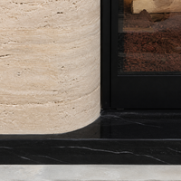 Encadrement de Cheminée en Travertin Beige, Pierre Naturelle, Style Moderne Minimaliste, Cadre de Luxe pour Villa, Hôtel, Salon, Décoration Intérieure