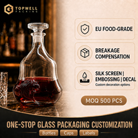 Botol Wiski Kosong Grosir untuk Dijual Botol Kaca Brandy 1 Liter Botol Tequila Kosong untuk Dijual