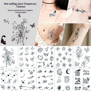 Pegatinas de Tatuajes Temporales con Diseño de Hierbas, Aptas para la Parte Posterior de la Oreja, Dedos y Muñecas, Resistentes al Agua, Realistas, con Diseño de Mariposas y Flores - Product Image 3