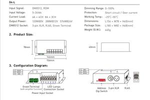 Décodeur <span class=keywords><strong>DMX</strong></span>/RDM à tension constante LTECH 4 canaux CV avec connecteurs XLR <span class=keywords><strong>3</strong></span> <span class=keywords><strong>broches</strong></span>/RJ45/terminal vert - Product Image 3