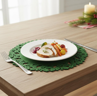 Set de table en feutre non tissé écologique de 3 mm, découpé au laser, motif rose, pour la décoration de Noël à la maison