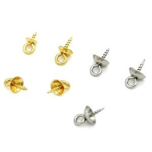 Support de pendentif en acier inoxydable, rond, fileté, œil de brebis, doré et argenté, pour la fabrication de colliers, composants de bijoux DIY - Product Image 1