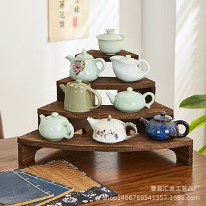Solid Wood Tiered Display Rack 3 Floors Durable Storage <b>Shelf</b> For Tea Sets Home <b>Desktop</b> Jewelry Bracelets - Product Image 4