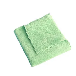 Wholesale Solid Color Edgeless Microfiber Absorbent Kitchen Towel Blank Soft Coral Velvet Kitchen Cleaning Cloth