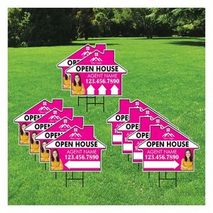 Letrero de jardín personalizado con flecha para Open House, 18x24 pulgadas, para inmobiliarias, con estacas en H, publicidad, letreros de cumpleaños para jardín - Product Image 1