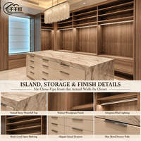 Système de rangement personnalisé en bois grainé pour îlot central, dressing, armoire et dressing-maison pour appartements, villas, hôtels et projets résidentiels