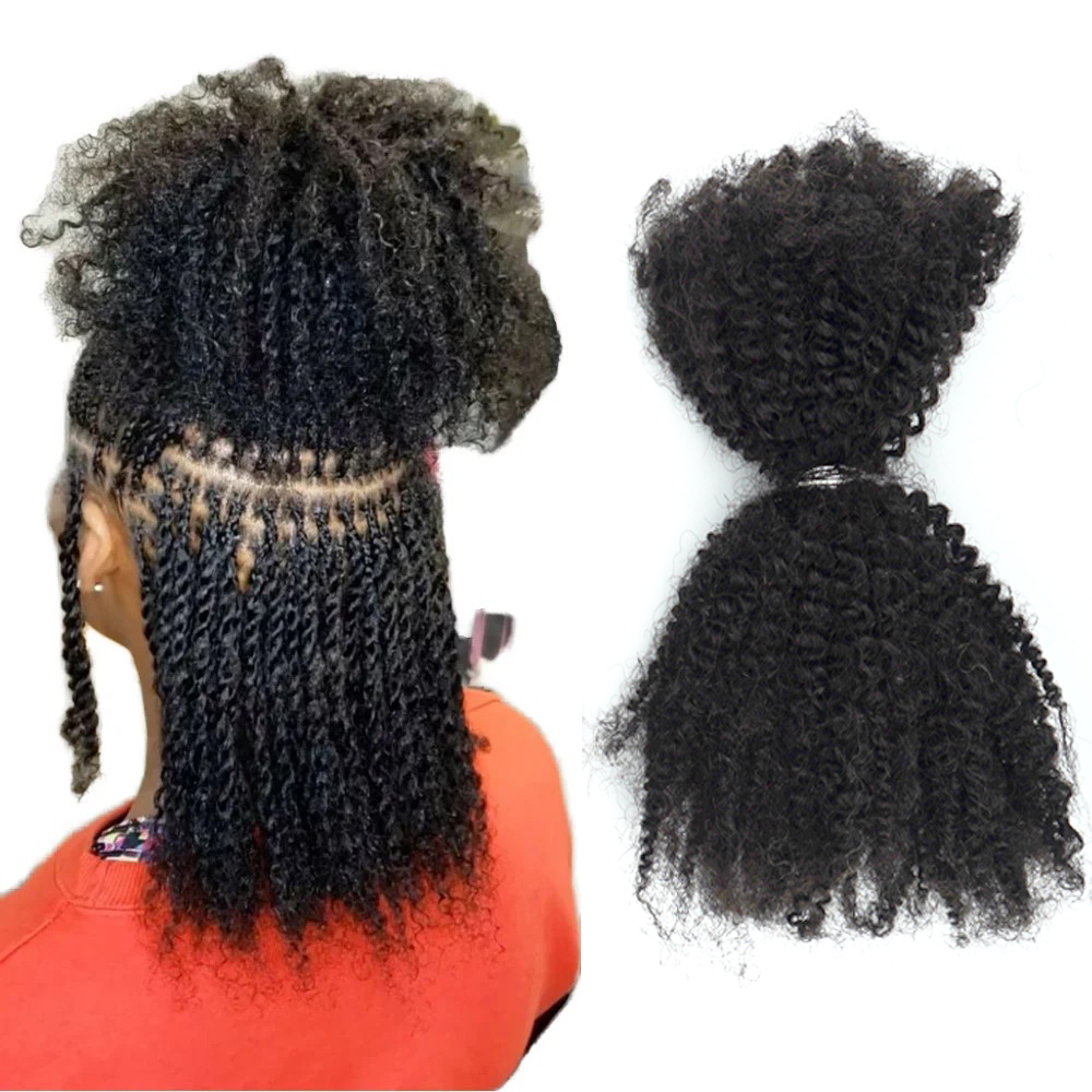 Vast Hair Official - 14 Inch Afro Kinky Curly Bulk Remy Human Hair for Sisterlocks 100% Brazilian Virgin Machine Double Weft Micro Locs Twists