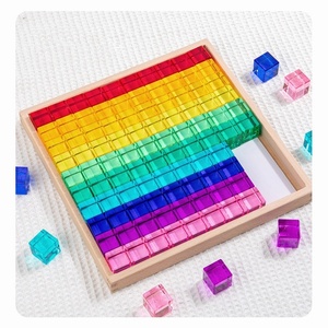 CPC Blocs de construction en bois arc-en-ciel 40 pièces, empilables, thème animaux et nature, pour l'éveil en maternelle, blocs hauts - Product Image 4