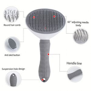 One-Click Self Cleaning Pet Grooming Brush for <b>Dogs</b> and Cats, Deshedding Hair Remover Comb, Custom Logo Promotional Gift - Product Image 3