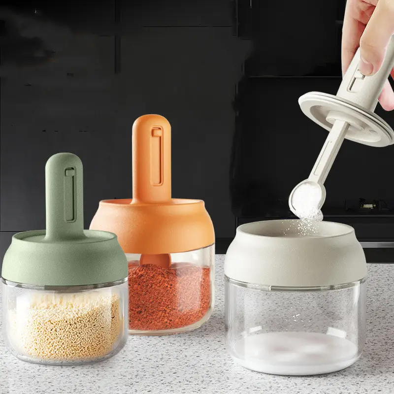 kitchen supplies 250ml sealed moisture-proof salt MSG seasoning glass jar with spoon dipper