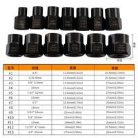 Jeu de douilles d'extraction de boulons à percussion industriels DIY avec adaptateur hexagonal Support personnalisé OEM pour écrou de boulon endommagé, 10/13 pièces