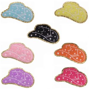 New Design <b>Iron</b> On/sticker Glitter Glod Edge Towel Hat Chenille Patch for Decoration - Product Image 2