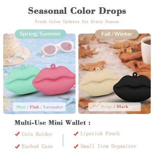 Wholesale Custom Logo Silicone Lip Coin Purse <b>Mini</b> Zipper Wallet Cute Small Change <b>Pouch</b> Bag for Women Girls Fashion Gift - Product Image 2