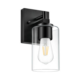 Lampes miroir murales avec abat-jour en verre noir, éclairage minimaliste pour salle de bain, ampoules incandescentes - Product Image 3