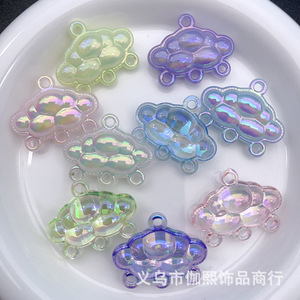 Perles en acrylique en forme de nuage avec quatre trous, haute transparence, luminescentes, pour la création de chaînes de téléphone DIY, accessoires d'ornement de voiture - Product Image 2
