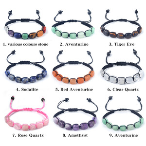 <span class=keywords><strong>Bracelet</strong></span> en cristal taillé en cube pour les 7 chakras, fait main, cordon tressé en macramé, réglable, bijoux de yoga - Product Image 2