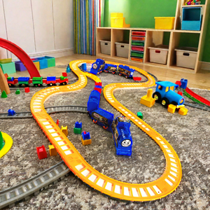 Juguetes tragamonedas, modelo educativo de plástico eléctrico, luz Diy, pista de riel, juego de tren de juguete, rompecabezas, juego de tren de pista ensamblado - Product Image 3
