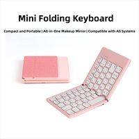 Clavier sans fil portable ultra-fin pliable avec interrupteurs à ciseaux, miroir HD intégré, compatible multi-appareils pour Android et iOS