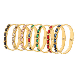 Trendiges Geometrisches 18K Vergoldetes Edelstahl-Armband mit Farbigen Strass-Edelsteinen für Damen-Schmuck <span class=keywords><strong>B327</strong></span> - Product Image 5