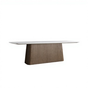 Table à manger moderne avec plateau en marbre et base en bois massif – Mobilier de salle à manger de luxe - Product Image 2