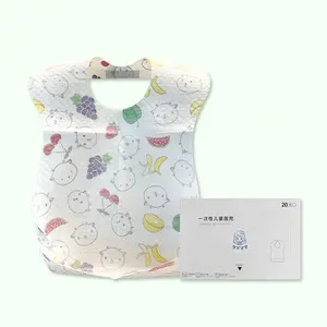 high quality sleeveless fancy cute adhesive disposable baby eating bibs with pocket