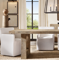 ELLISON Chaise de salle à manger de style américain moderne Accoudoir Housse en tissu de lin Fauteuils de sol pour table à manger