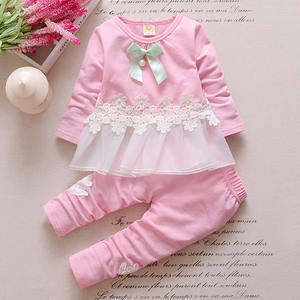 Conjunto de Vestido de Encaje de Algodón de Manga Larga y Leggings para Niñas, Nuevo 2017 - Product Image 3