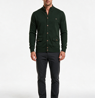 Pulls pour hommes automne-hiver, col montant, cardigan boutonné, poche à rabat, entièrement boutonné, maille fine, manches longues, tricot côtelé doux