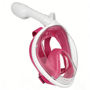 Diving Mask With All Dry Snorkel Adult High Definition Face Shield Ergonomic Design Blue White Pink Green - Product Image 3