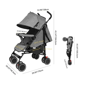 Cochecito de bebé ligero y compacto con paraguas, ideal para viajar, con plegado compacto y reclinación multiposición. - Product Image 4