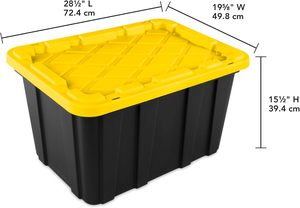 Black Body Yellow Lid Plastic Storage Tote Bin <b>Box</b> - Product Image 2