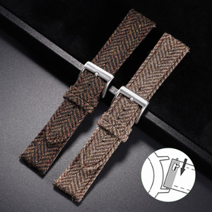 Alta calidad Retro británico Harris Tweed correa de cuero de liberación rápida 18/20/22mm correas de reloj inteligente en Stock - Product Image 1