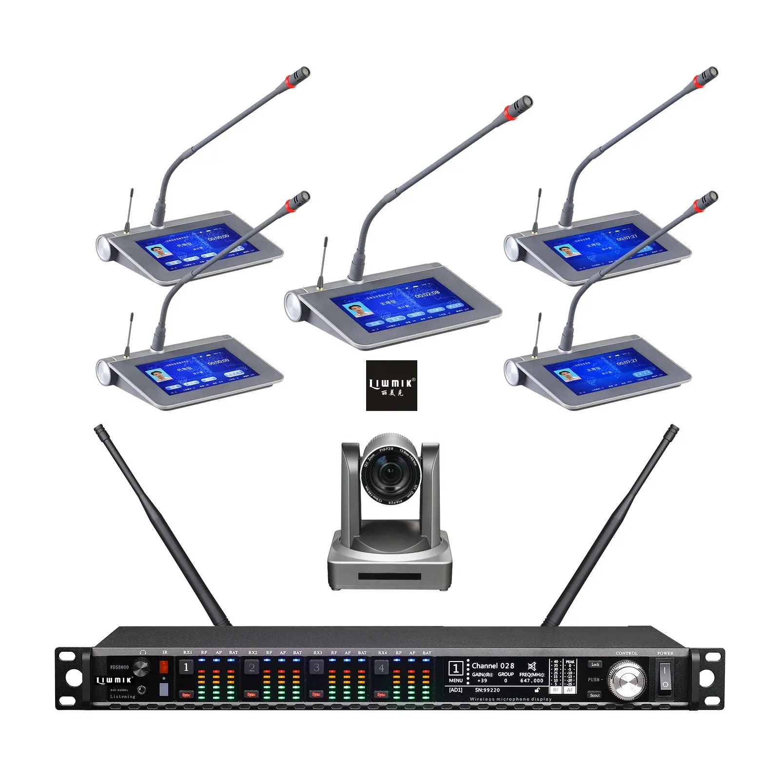 R8CB0N для конференц-проектов на 4 ~ 200 мест, профессиональная двухканальная Беспроводная микрофонная система UHF PLL с передатчиками для рабочего стола