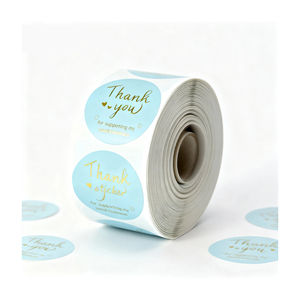 Autocollants Personnalisés « Merci » avec Votre Logo de Marque, Ronds en Vinyle pour Scellage d'Emballages de Petites Entreprises - Product Image 1