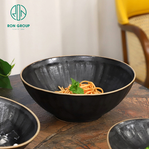 Vaisselle en gros noire, bols ronds en céramique de 7,5/9,5 pouces pour desserts, salades et soupes, couverts de table pour restaurants commerciaux - Product Image 5