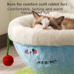 Tempat Tidur Kucing Bentuk Cangkir Kopi Baru Desain Kartun Modern Dengan Bola Sisal Gantung Semua Musim untuk Kucing Bermain dan Istirahat di Dalam Ruangan - Product Image 3