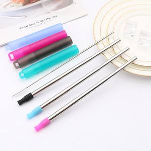 Gran oferta, juego de pajitas telescópicas de Metal, pajitas plegables portátiles de acero inoxidable para beber, para viajar con cepillo - Product Image 5