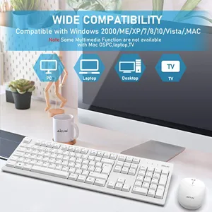 Aikun Combo-BX2510 Keyboard dan Mouse Nirkabel 2.4G, Baterai Tahan Lama, Penerima Plug-And-Forget