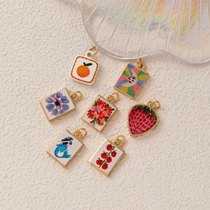 Miniature Art <b>Painting</b> Gallery | 18K <b>Gold</b> Plated Brass Frame Colorful Mini Canvas Charm for DIY Necklace Bracelet Jewelry Making - Product Image 2