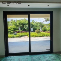 Puerta Corredera de Vidrio Templado con Marco Delgado de Aluminio, Estilo Moderno y Minimalista, para Sala de Estar, Apartamento de Lujo, Exterior de Hospital