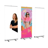Support de bannière enroulable rétractable personnalisé en aluminium léger imprimé UV pour la publicité lors des salons professionnels