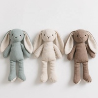 Jouet en peluche personnalisé de lapin à longues oreilles, poupée lapin en coton et lin doux, cadeau pour bébés et enfants