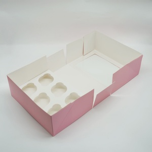 Cupcake Packaging <b>Box</b> Kraft Custom Clear Rectangle Cake <b>Box</b> for 6 Cup Cakes - Product Image 3