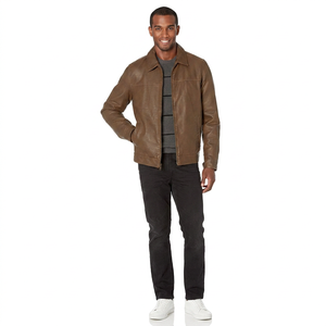 <b>Leather</b> <b>Jackets</b> Wholesale Popular Design Newly Arrived Customized Logo Breathable Coated Stand Collar Front <b>Men's</b> Varsity <b>Jacket</b> - Product Image 1