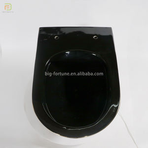 Toilette murale de grande taille suspendue sans bords, salle de bains, de luxe, en céramique, couleur noire, or, nouvelle collection - Product Image 5