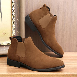 Botas Chelsea de Ante Marrón al por Mayor para Hombre, Zapatos Elevadores que Aumentan la Altura, Zapatos de Vestir - Product Image 1