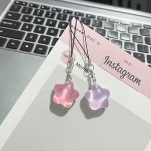 Porte-clés en résine étoile gonflée scintillante avec cordon, pendentif de sac, cadeau pour meilleur ami - Product Image 4